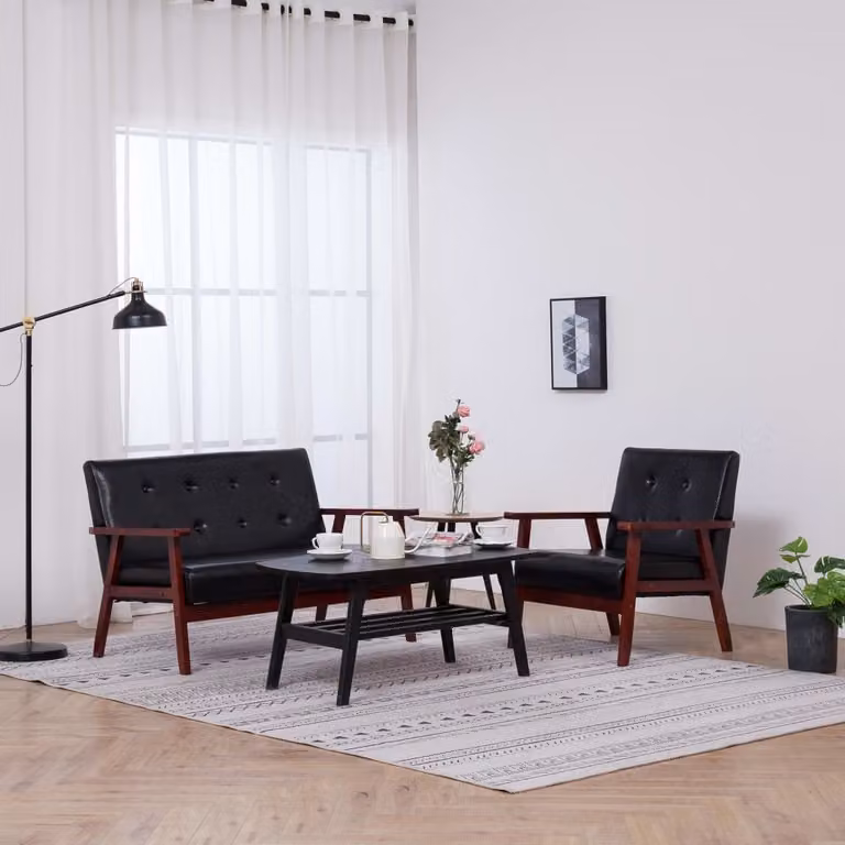 Maison Exclusive - Set divano 2 pezzi in ecopelle nera