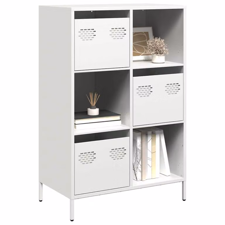 Credenza bianca vidaXL in metallo e MDF, L 68 cm x P 39 cm x H 103,5 cm