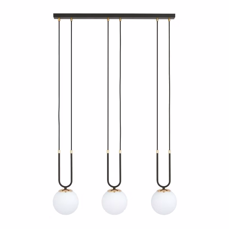 Lampadario Emibig 3xE14 40W GLAM 3 NERO/OPAL 1112/3