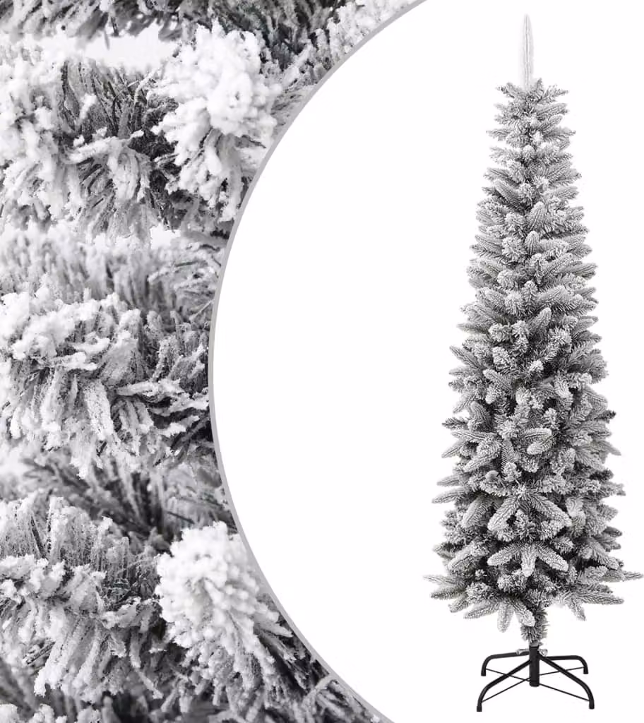 Maison Exclusive - Albero di Natale artificiale, modello slanciato con effetto neve, altezza 180 cm, realizzato in PVC e PE