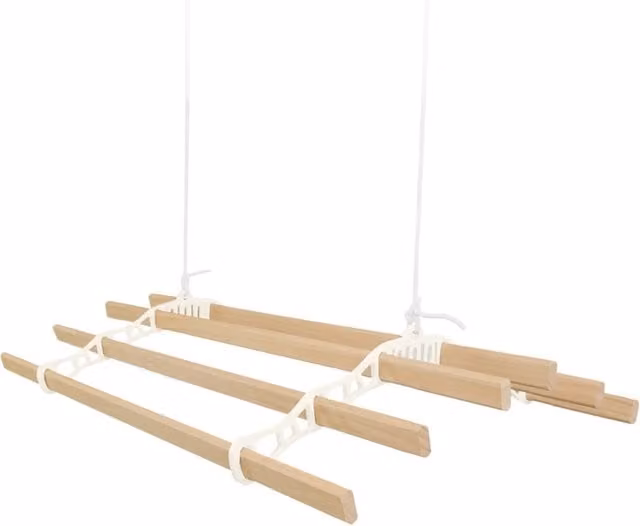 Stendibiancheria a Soffitto con Puleggia Monster Shop, 6 Listelli, Colore Beige