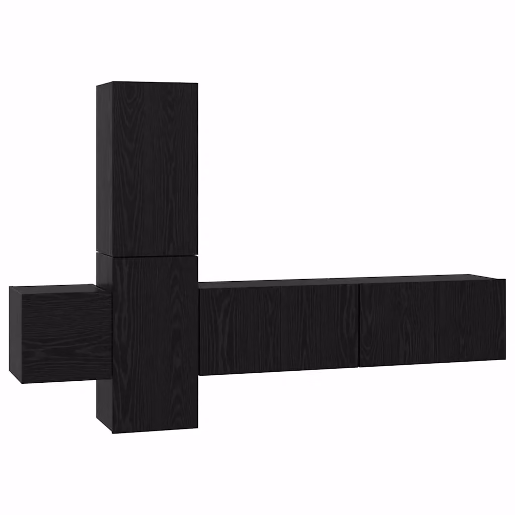 Set mobile TV moderno vidaXL in 5 pezzi, colore Rovere e Nero, in legno MDF per soggiorno, L/P/H: 60 x 30 x 60 cm – 2