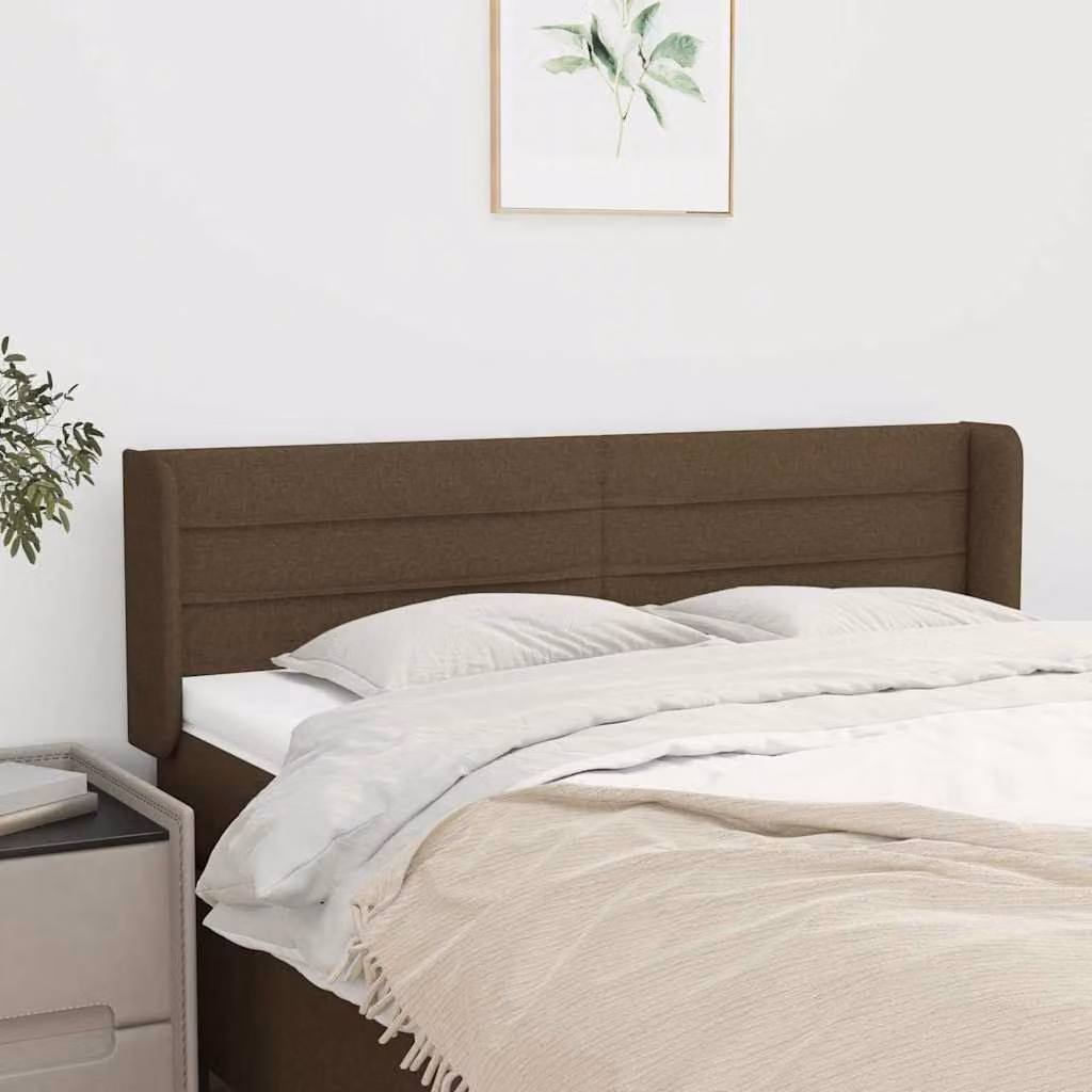 Testiera ad orecchio vidaXL in tessuto marrone scuro L: 147 cm, P: 16 cm, H: 78/88 cm