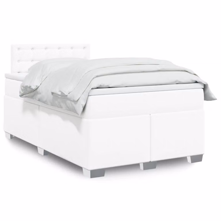 vidaXL Letto Ibrido con Materasso Bianco in Similpelle e Tessuto L/P/H: 120 x 200 cm