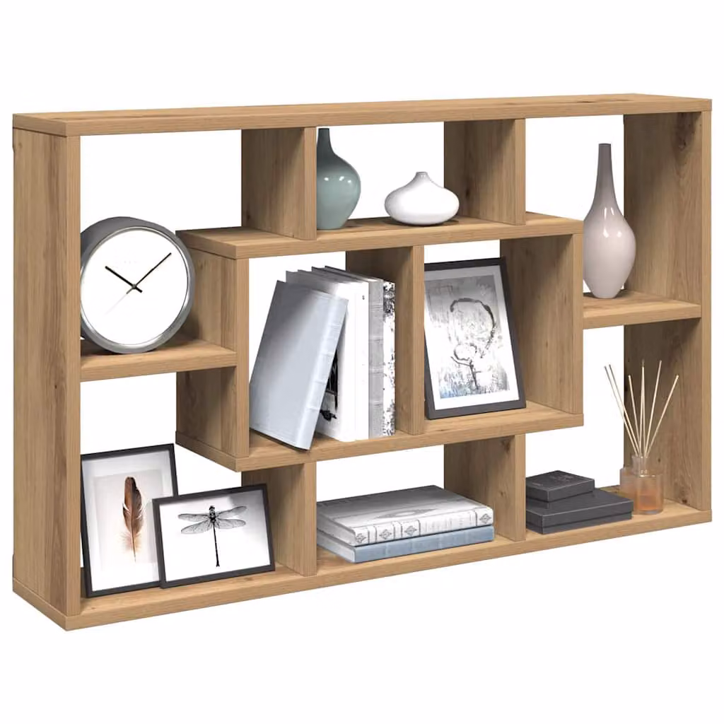 vidaXL Mensola da parete artigianale in rovere marrone, L 85 cm x P 16 cm x H 52,5 cm, in legno ingegnerizzato