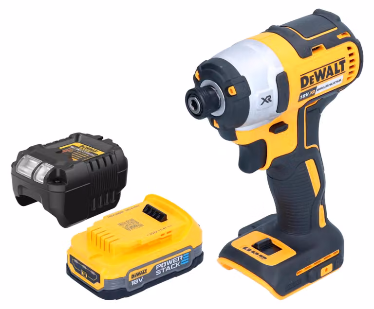 Avvitatore a impulsi a batteria DeWalt DCF 887 E1 18 V 205 Nm 1/4" senza spazzole + 1x batteria Powerstack 1,7 Ah + caricatore