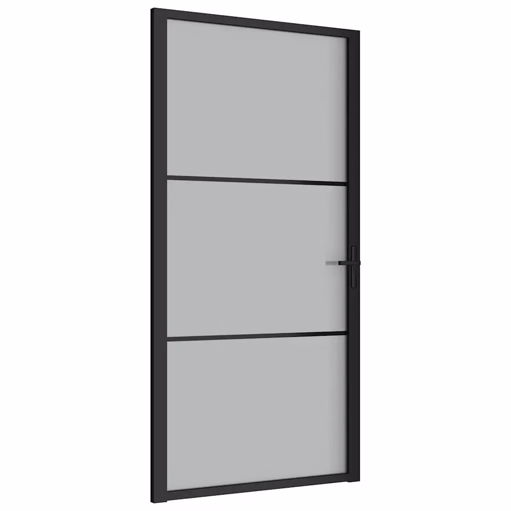 Porta Interna Scorrevole vidaXL in Alluminio e Vetro Trasparente Nero Opaco L: 102,5 cm, H: 201,5 cm – 2
