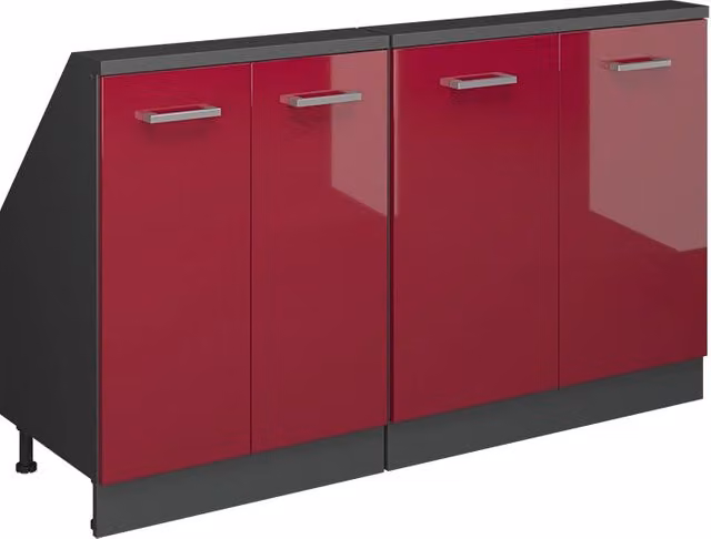 Set di mobili sottotetto Rion Rosso lucido/Antracite Set di 2 Vicco