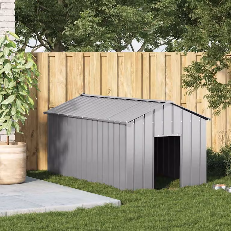 vidaXL Casetta per Cani con Tetto 114x202x101 cm Acciaio Zincato