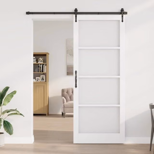Porta Interna Moderna vidaXL in Legno e Vetro Trasparente Bianco L: 93 cm, H: 232 cm