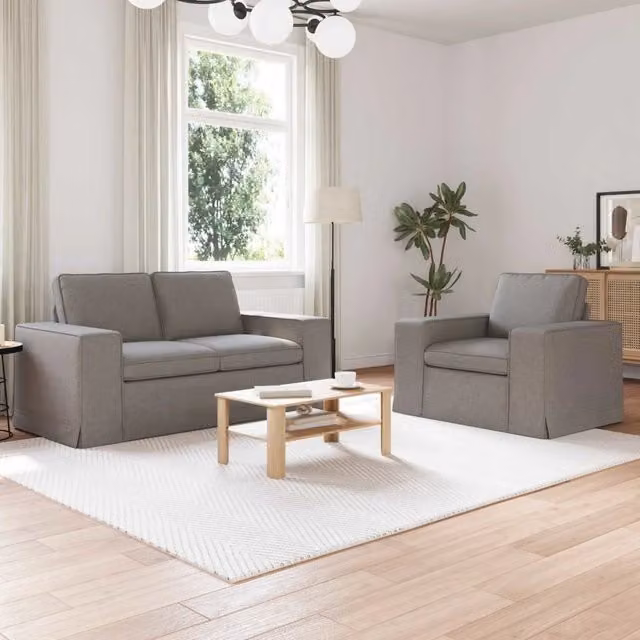 Set di 2 divani angolari moderni Talpa vidaXL in tessuto con coperture rimovibili, disponibili in beige o grigio