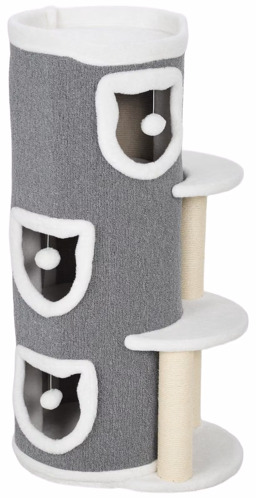 Albero per gatti con 3 livelli e 3 posti dove dormire | Colore: Grigio | Dimensioni: 36x50x101 cm