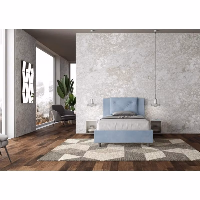 Letto imbottito Ityhome Appia in microfibra azzurro L/P/H: 110 x 200 x 125 cm – 2