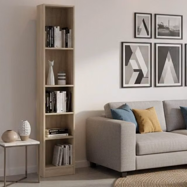Libreria Albregio DMORA colore rovere, L 40 cm x H 203,2 cm x P 26,8 cm – 1