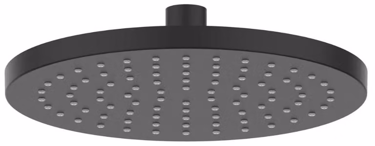 Doccia a soffione, forma circolare, diametro 20 cm, colore nero opaco, materiale ABS, getto a pioggia, attacco G 1/2 di pollice
