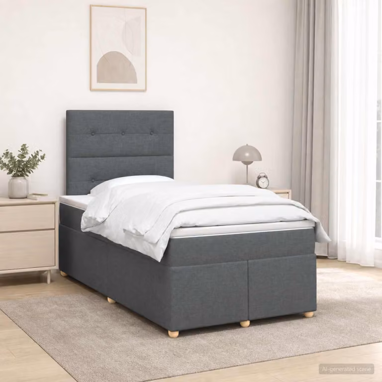 Letto box spring ibrido vidaXL con materasso a molle insacchettate, Grigio e Bianco, L/P: 120 x 200 cm