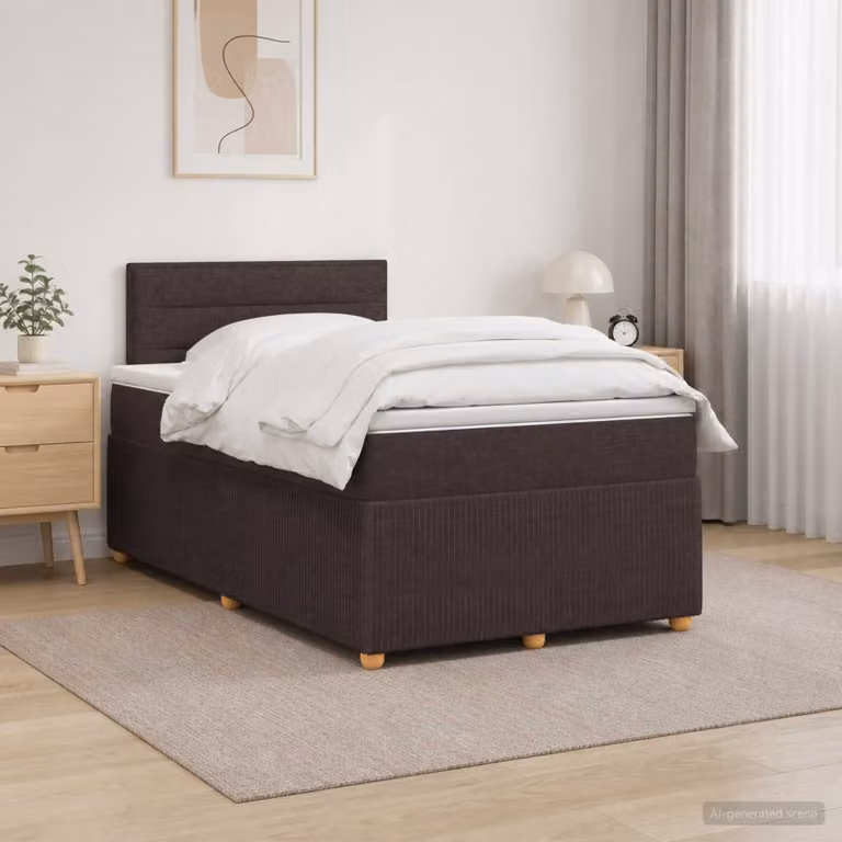 vidaXL Letto box spring con materasso Marrone Scuro 120 x 200 cm