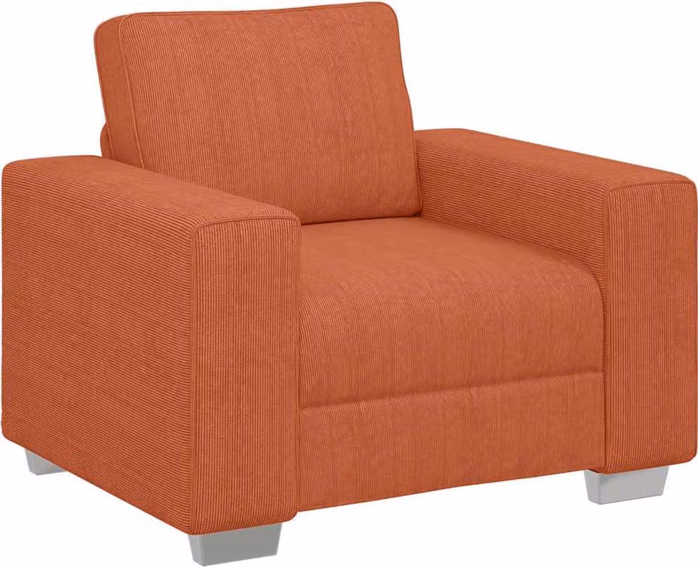 Divano Sedia Rosso Arancione 100x77x82 cm Tessuto di Velluto a Coste