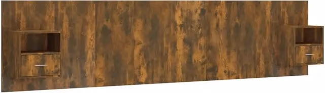 Testiera | Testata Letto con Comodini Rovere Fumo in Legno Multistrato