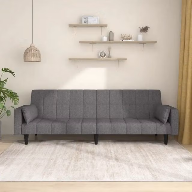 Divano Letto a 2 Posti con 2 Cuscini-Sofa Letto 2 Posti-Daybed Grigio Chiaro in Tessuto 797896
