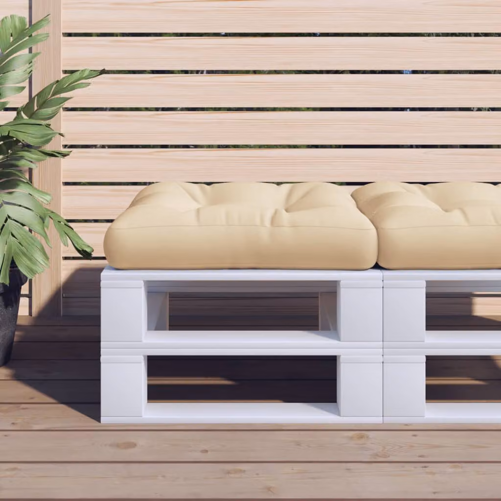 Cuscino per Pallet vidaXL Beige in Poliestere Idrorepellente e Resistente ai Raggi UV L/P/H: 50 x 50 x 12 cm