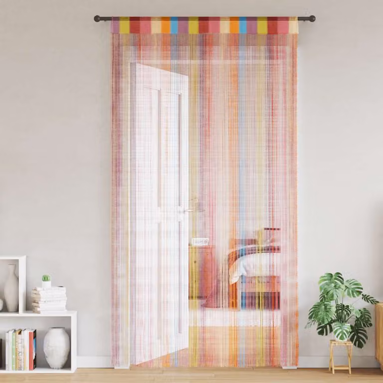 Set di 2 tende semitrasparenti a righe multicolore vidaXL, L: 140 cm, H: 250 cm