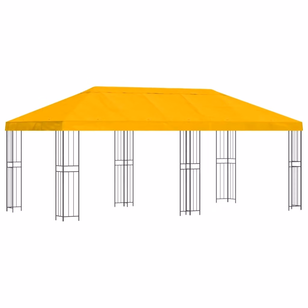 Gazebo da giardino vidaXL in poliestere e acciaio galvanizzato, Giallo e Nero, L/P/H: 600 x 300 x 276,5 cm – 2