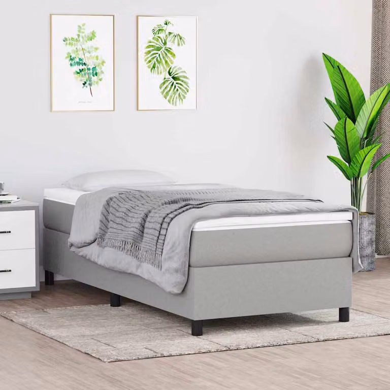 vidaXL Struttura Letto a Rete a Molle Imbottita in Tessuto Grigio L: 90 cm, P: 190 cm