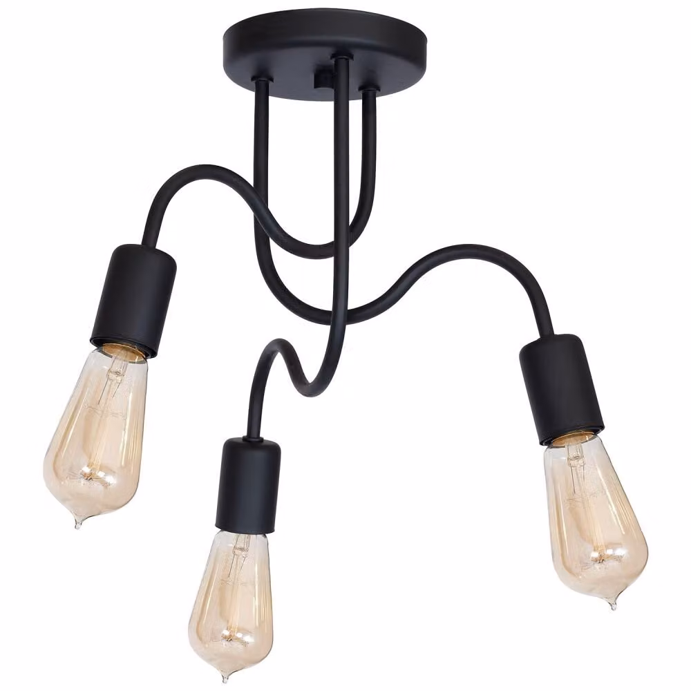 Dow lampada da soffitto industriale nera 3xE27 15W Luminex