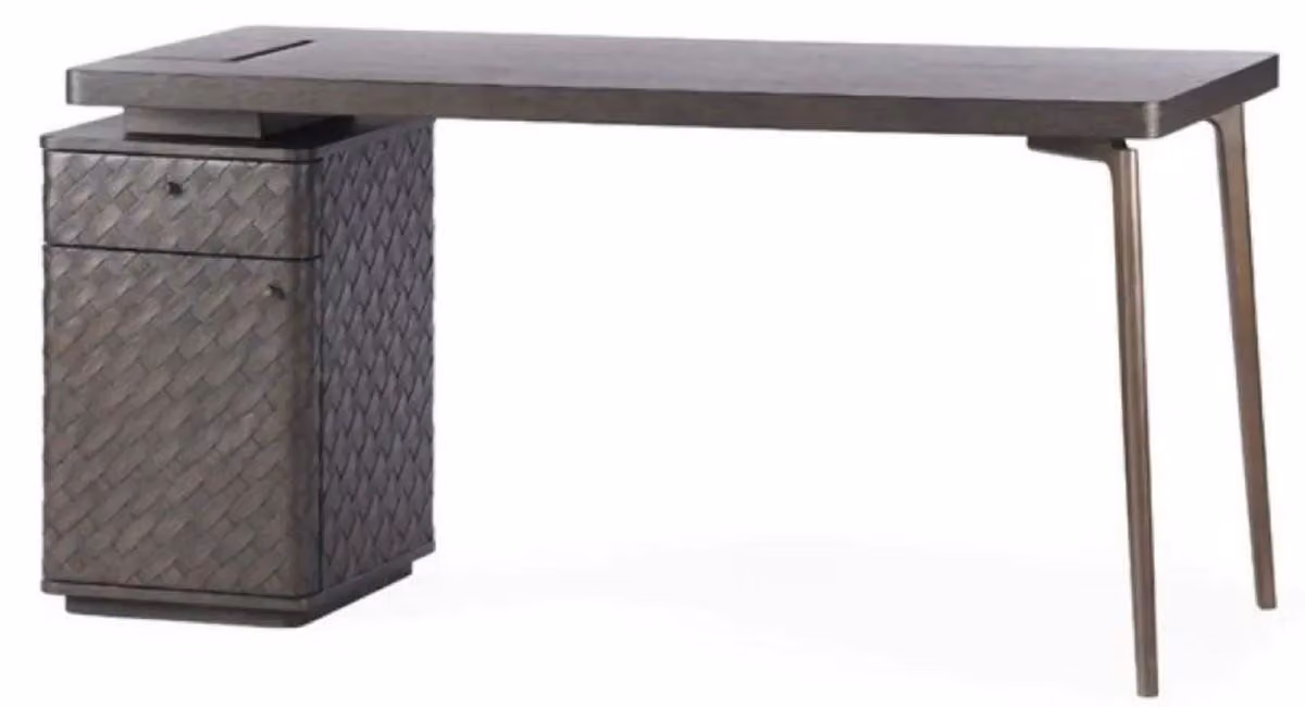 Casa Padrino scrivania marrone/bronzo 150 x 60 x h. 75 cm - Scrivania in legno massiccio con cassetto e anta - Scrivania per computer - Mobili per ufficio - Mobili - Arredamento - Qualità lusso