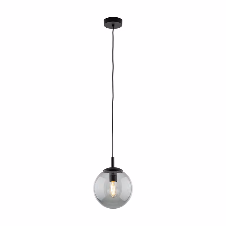 Lampada a sospensione metallo vetro fumé D: 30 cm H: max. 170 cm nero grafite E27 paralume rotondo a globo lampada a sospensione moderna