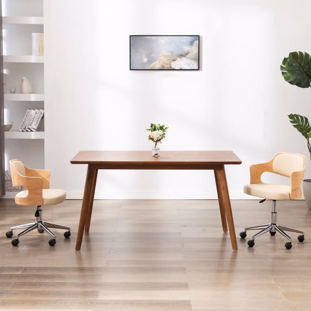 vidaXL Sedia da ufficio girevole in legno curvato e Pelle finta - Sedia da ufficio - Sedie da ufficio - Sedia girevole da ufficio - Sedie girevoli da ufficio