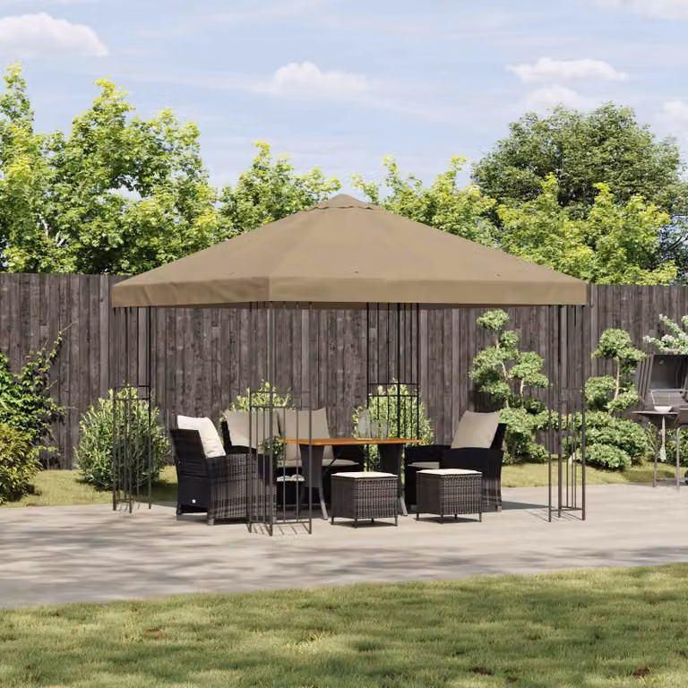 Gazebo vidaXL in acciaio e poliestere beige 3 x 3 m