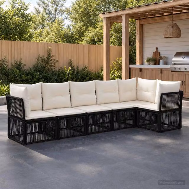 Set Divano da Giardino 6 pz Nero polyrattan 3434221