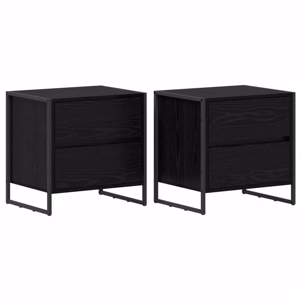 Set di 2 comodini vidaXL in stile industrial, colore nero, L 50 cm x P 39,5 cm x H 50 cm – 2
