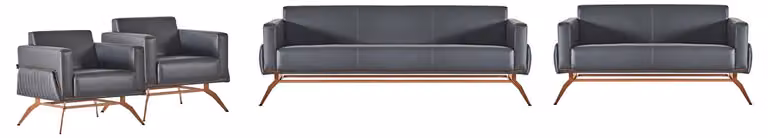 Arbeitszimmer-Set 4tlg 3-Sitzer 2-Sitzer 2x Sessel Grau Einfarbig Stil