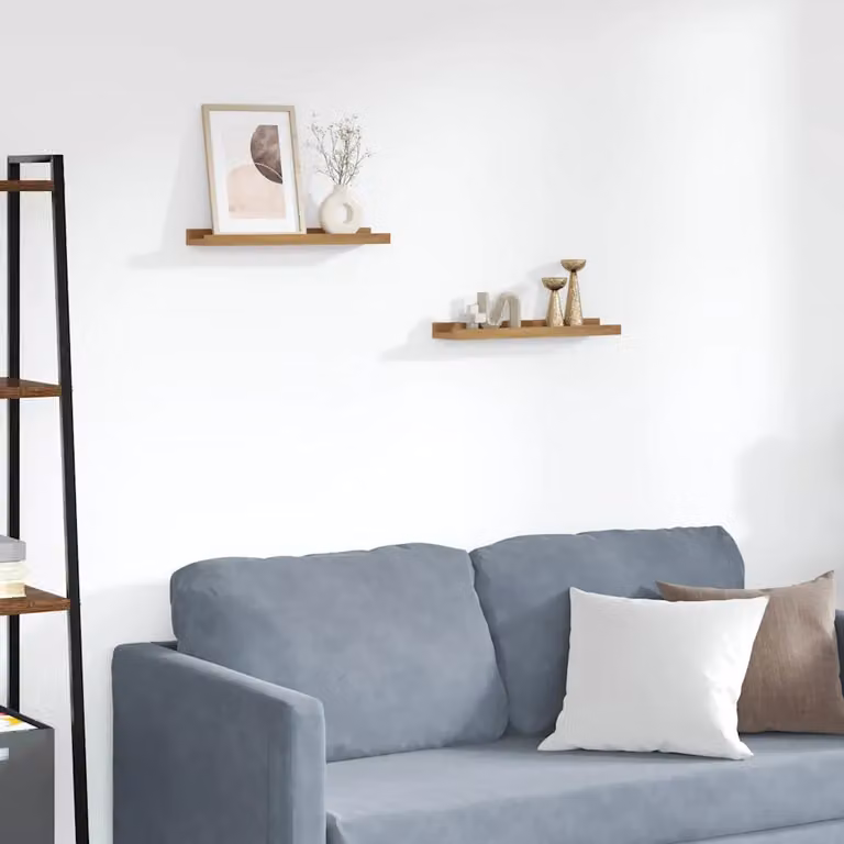 Set di 2 Scaffali da parete moderni vidaXL in legno marrone L: 40 cm, P: 9 cm, H: 3 cm
