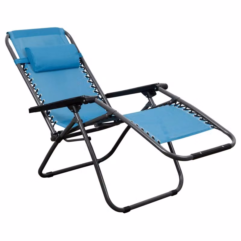 Set di 2 Sdraio Pieghevoli Casa Collection in Alluminio e Textilene Blu con Poggiatesta Regolabile – 2