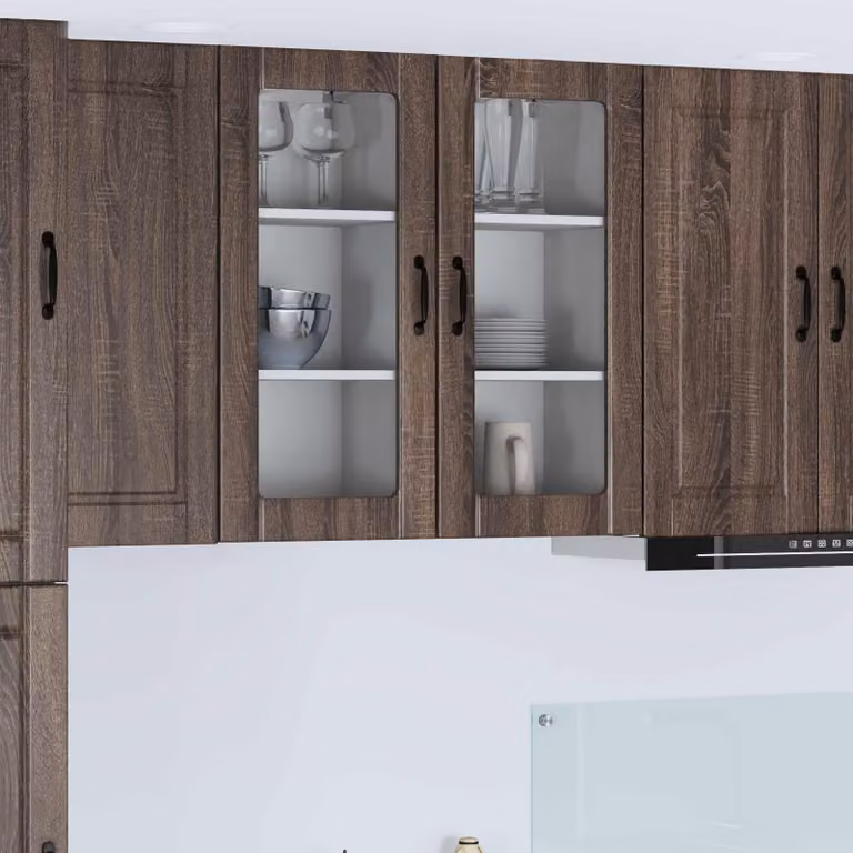 Mobile da parete PORTO vidaXL in rovere marrone con ante in vetro L/P/H: 40 x 31 x 80 cm