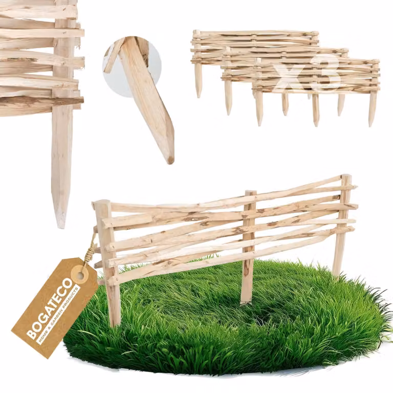 Set di 3 recinzioni in legno per giardino, ideali per delimitare aiuole