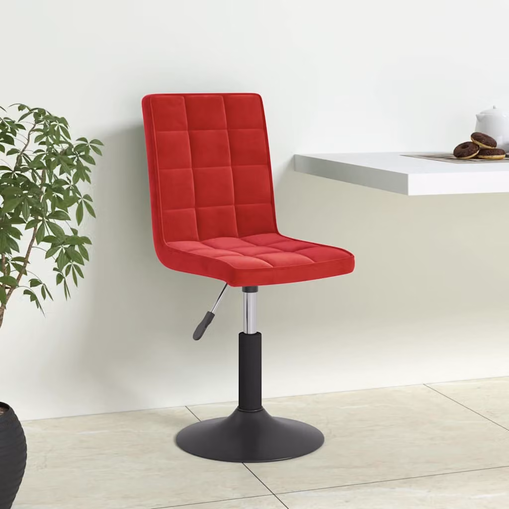Set di 6 sedie da pranzo girevoli vidaXL in velluto rosso vino con struttura in metallo