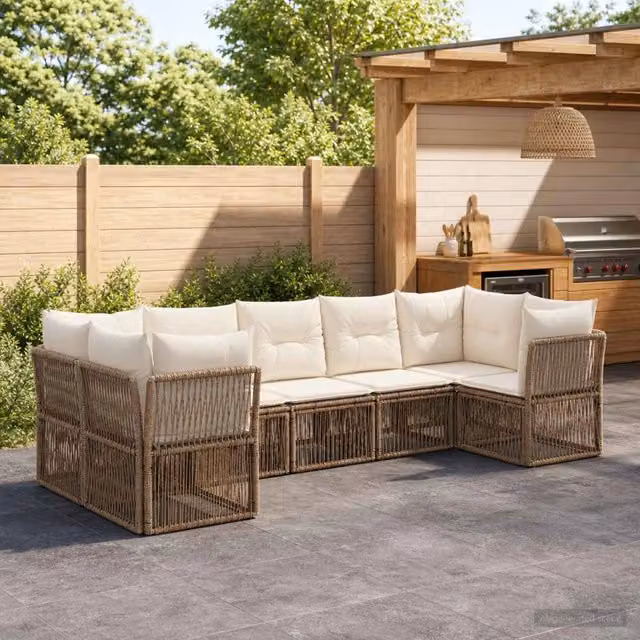 Set Divano da Giardino 7 pz 7-Numero di posti Beige polyrattan 3434337