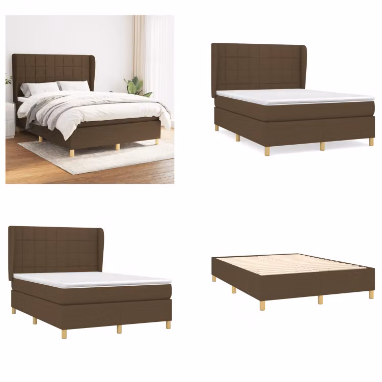 vidaXL Letto a molle con materasso in tessuto marrone scuro 140x190 cm - Letto a molle - Boxspringbetten - Bett - Schlafzimmermöbel