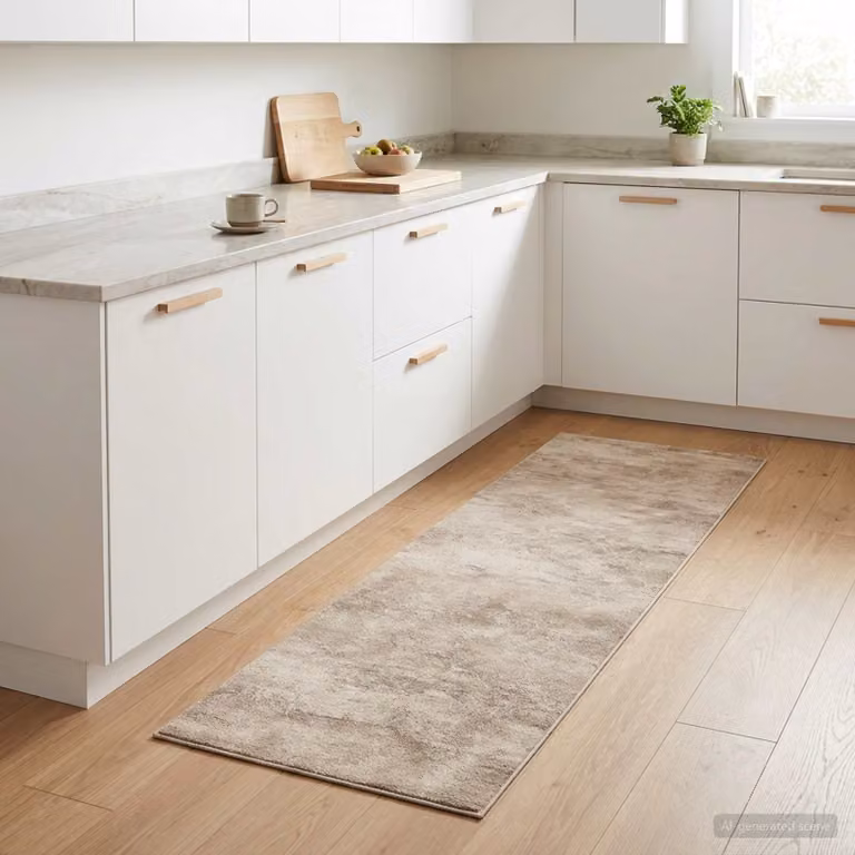 vidaXL Tappeto da Cucina Moderno Beige in 100% Poliammide, Lavabile e Antiscivolo, L: 150 cm, P: 45 cm