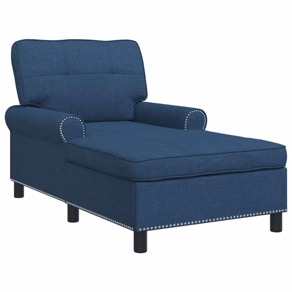 Chaise Lounge Moderna vidaXL in Tessuto Blu con Cuscini, L/P/H: 157 x 91 x 91 cm – 2