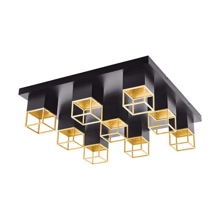 Lampada da soffitto a LED Montebaldo a 9 luci nera, color oro