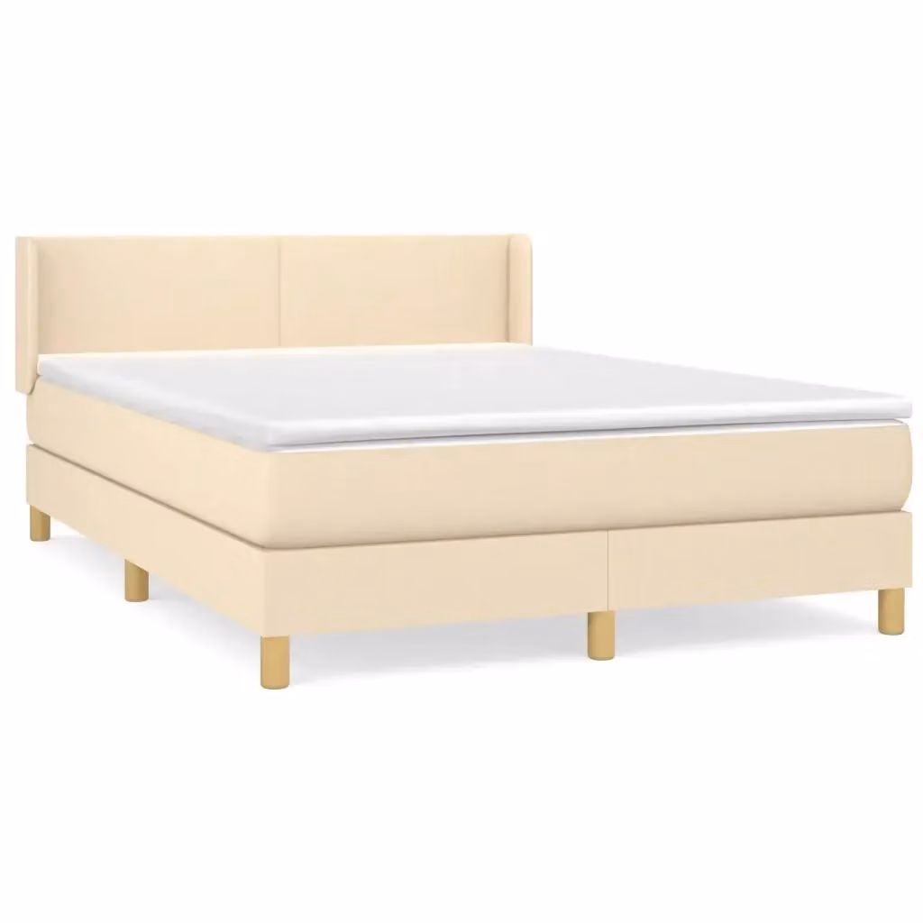 Letto Ibrido vidaXL con Giroletto a Molle e Materasso in Tessuto Beige e Bianco L/P/H: 140 x 200 x 88 cm – 2