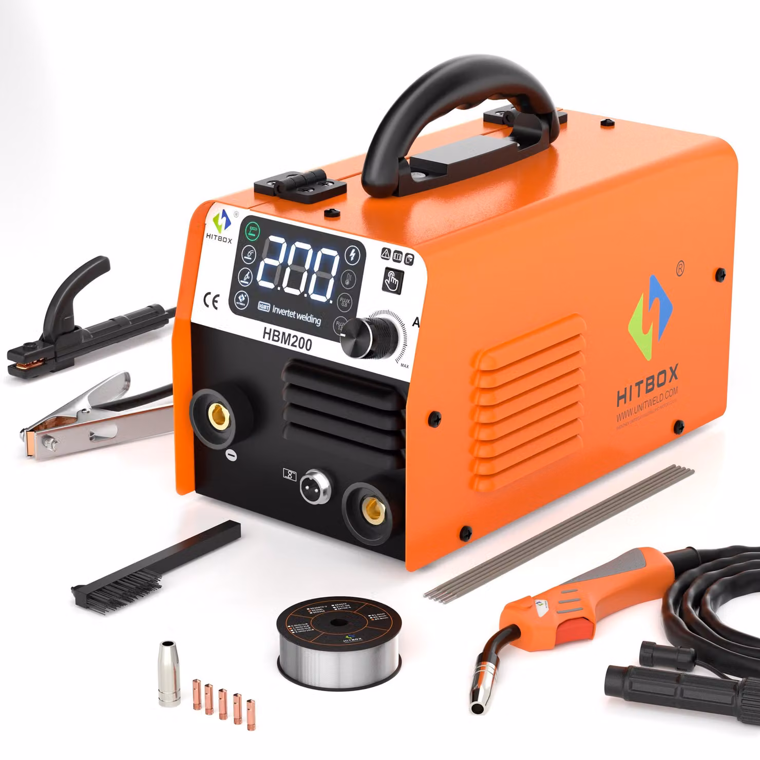 Saldatrice inverter multifunzione – 3 in 1 – 200 Ampere – Saldatura MIG, TIG e ad elettrodo (ARC) senza gas – Portatile