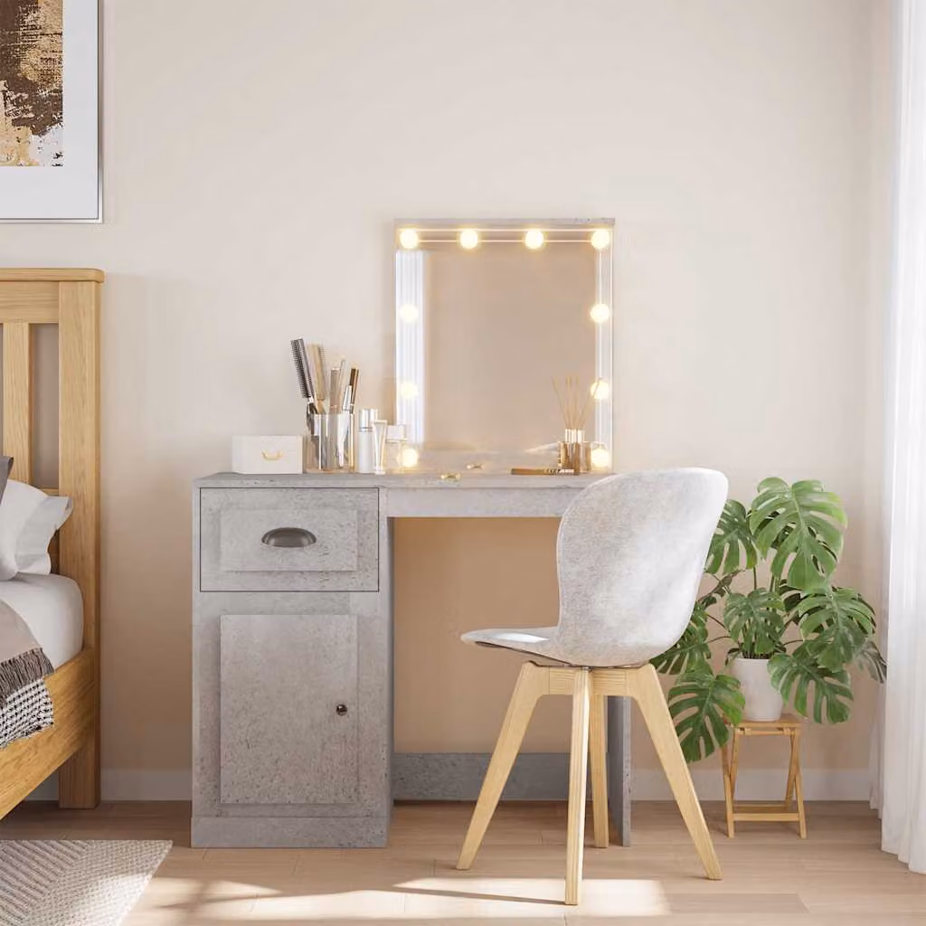 vidaXL Toeletta con Luci LED Grigio Cemento L: 90 cm, P: 42 cm, H: 132,5 cm