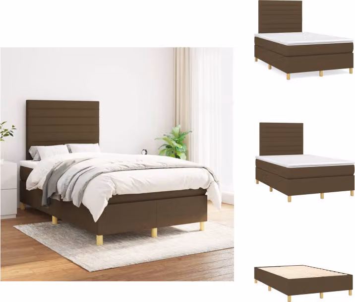 vidaXL Letto a molle con materasso in tessuto marrone scuro 120x200 cm - Letti e strutture letto